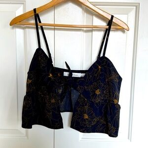 Navy blue flower pant set